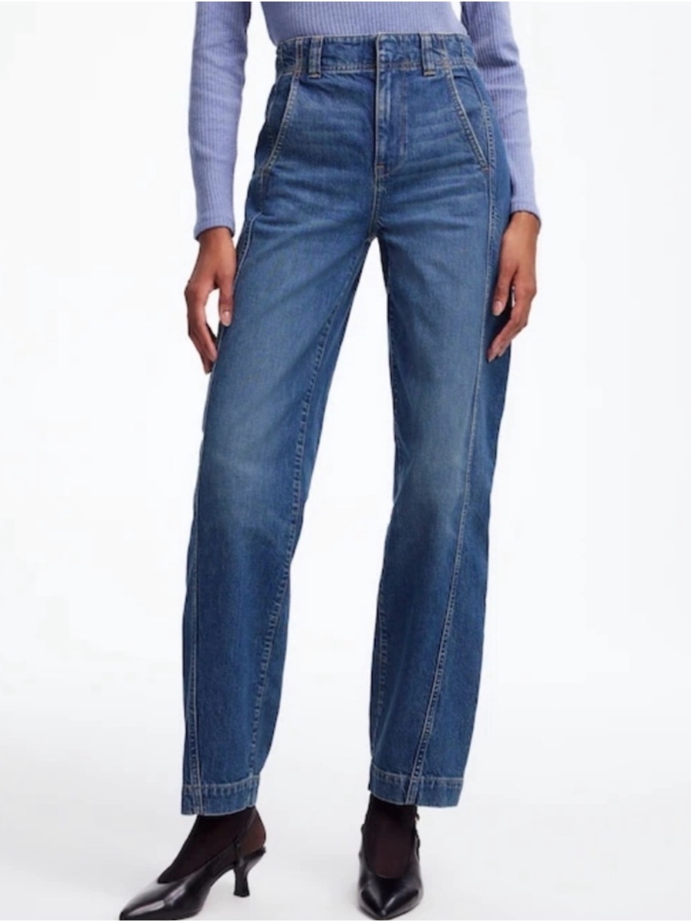 Madewell High-Rise Straight Leg Jeans in Medium Blue Wash